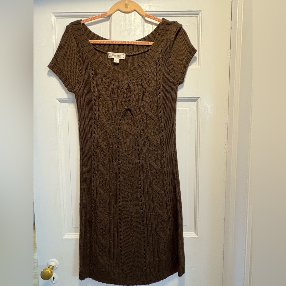 ** Decree Brown Cable Knit Mini Dress